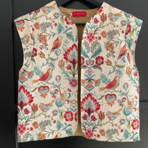 Dames gilet bloem/vogel