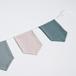 Vlaggenlijn Sandy Ocean | Blauw / Turquoise / Beige / Neutraal / Aarde tinten slinger met wimpel vlaggetjes gemaakt van stof