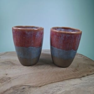 2 keramiek koffiebekers Red Dream