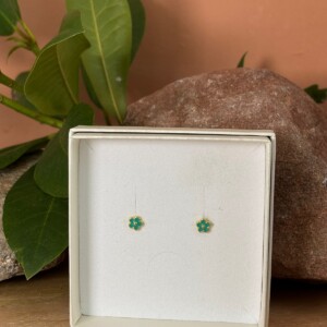 925 Zilveren Flora Studs | groen