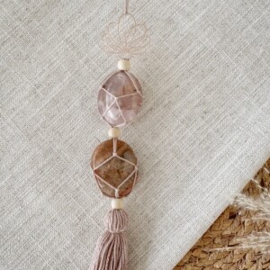Becoming a mom hanger, edelsteen hanger met rozenkwarts en maansteen