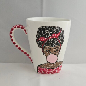Beker met vrouwenhoofd; bubblegum