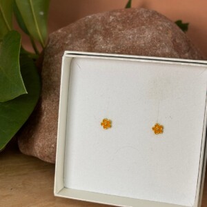 De 925 zilveren Flora studs in oranje