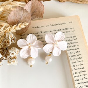 Elegante Bloem parel drop oorbellen