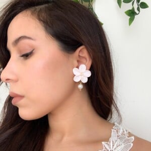 Elegante Bloem parel drop oorbellen