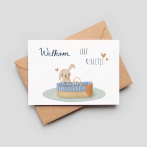 Geboortekaartje babymandje "Kereltje"- A6 formaat, inclusief envelop