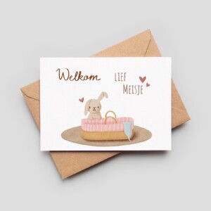 Geboortekaartje babymandje "Meisje"- A6 formaat, inclusief envelop