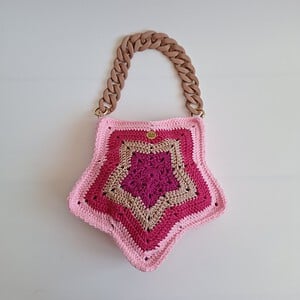 Gehaakte tas 'Pink star'