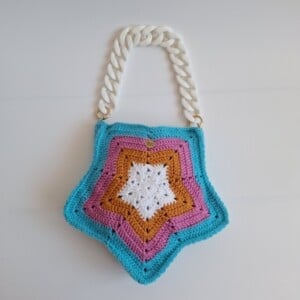 Gehaakte tas 'Turquoise star'