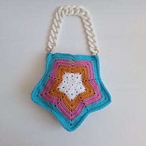 Gehaakte tas 'Turquoise star'