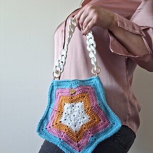Gehaakte tas 'Turquoise star'