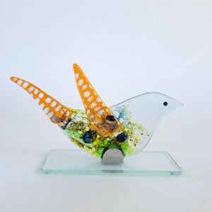 Geluksvogel van gerecycled glas maat L