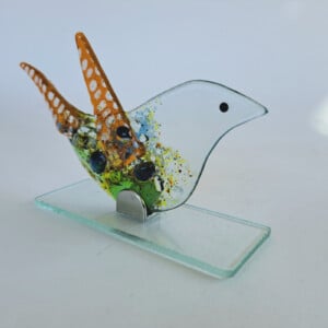 Geluksvogel van gerecycled glas maat L