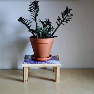 Handgemaakt houden plantentafeltje - gegoten met acrylverf, uniek in kleur en vorm