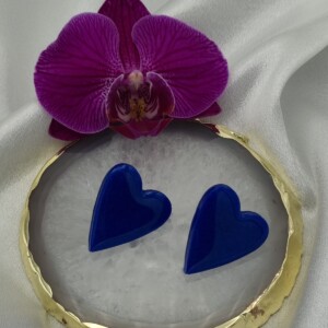 Handgemaakte oorstekers 'hart groot' - blauw