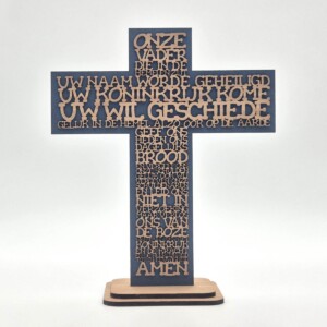 Het Onze Vader (decoratief kruis, blauw)