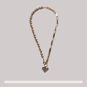 Ketting met glasparels en schakels