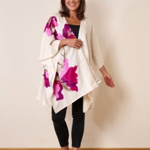 Organische zijden kimono gevallen blad