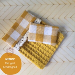 Poppenhuis 1 persoons bed - Miniatuurhuis Bed met matras, kussen en dekbed.