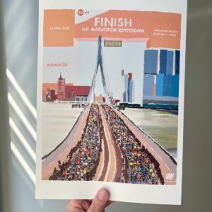 Rotterdam Marathon art print - personaliseerbaar stijl 'finishboog'