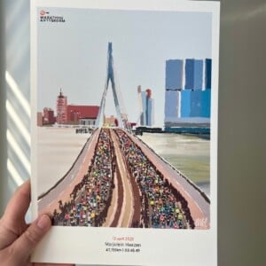 Rotterdam Marathon art print - personaliseerbaar stijl 'polaroid'