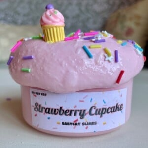 Slime/Slijm toy "Strawberry Cupcake" - creamy slay slime for kids and adults, great birthday gift, for calming and sensory stimulation