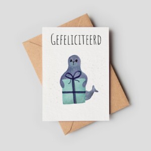 Verjaardagskaartje Zeehondje - A6 formaat, inclusief envelop