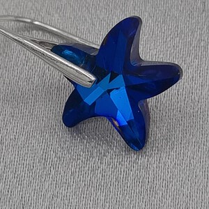 925 zilveren oorbellen met kristallen zeester - blauw