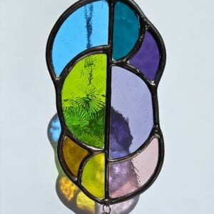 A-symmetrische glas in lood zonnevanger bright regenboog met kristal