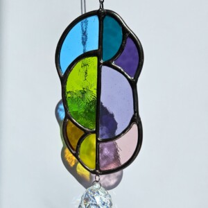 A-symmetrische glas in lood zonnevanger bright regenboog met kristal
