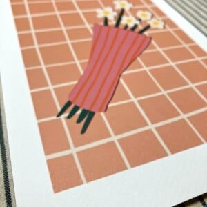 Boeket roze bloemen kunstprint - sfeervolle botanische illustratie | A4 poster 21x30 cm