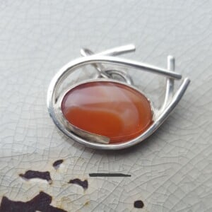 Flaming Carnelian, uniek ontwerp zilveren hanger