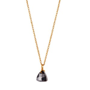 Gold Plated Necklace Black Onyx Stone