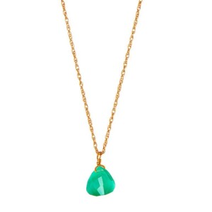 Gold Plated Necklace Green Onyx Stone