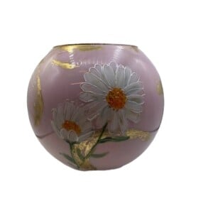 Grote handbeschilderde vaas - roze met witte margrieten
