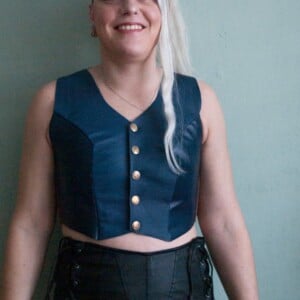 Handgemaakte leren gilet top