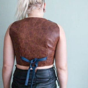Handgemaakte leren gilet top