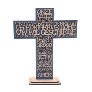 Het Onze Vader (decoratief kruis, blauw)