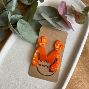 Koningsdag oorbellen - oranje glitter