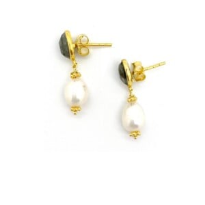 Labradorite Pearl Drop Earrings