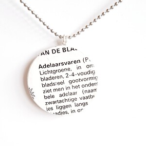 Lichtgewicht ketting met papieren hanger met adelaarsvaren afbeelding, duurzaam sieraad,  ⁸