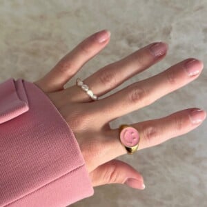 Zoetwaterparel ring rekbaar/one size