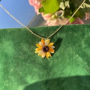 Micro Gehaakte Zonnebloem Ketting