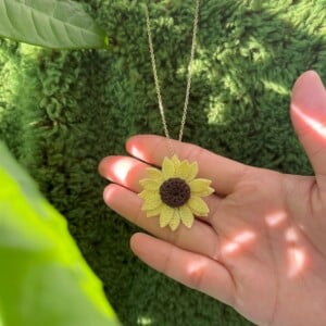 Micro Gehaakte Zonnebloem Ketting