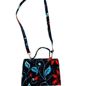 Mino handgemaakte tas blauw met bloem design