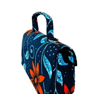 Mino handgemaakte tas blauw met bloem design