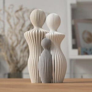 Modern 3d geprint beeldje gezin met 1 kind