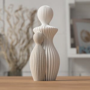 Modern 3d geprint beeldje mama met 1 kind