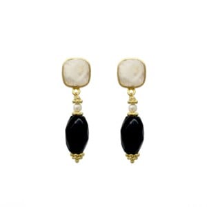 Moonstone Onyx Drop Earrings