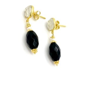 Moonstone Onyx Drop Earrings